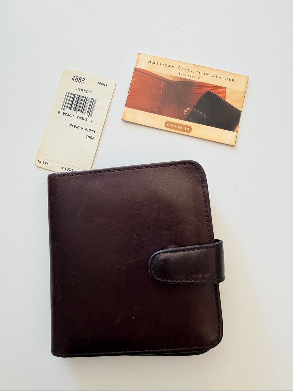 Vintage Coach Leather Bifold Wallet Kisslock Coin